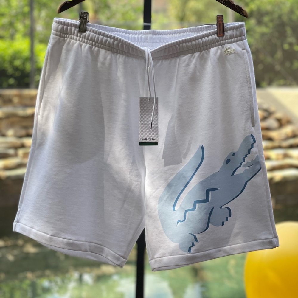 LACOSTE‎ OVERSIZED CROCODILE PRINT ORGANIC COTTON FLEECE SHORTS [GH2636]